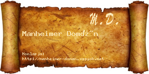 Manheimer Domán névjegykártya